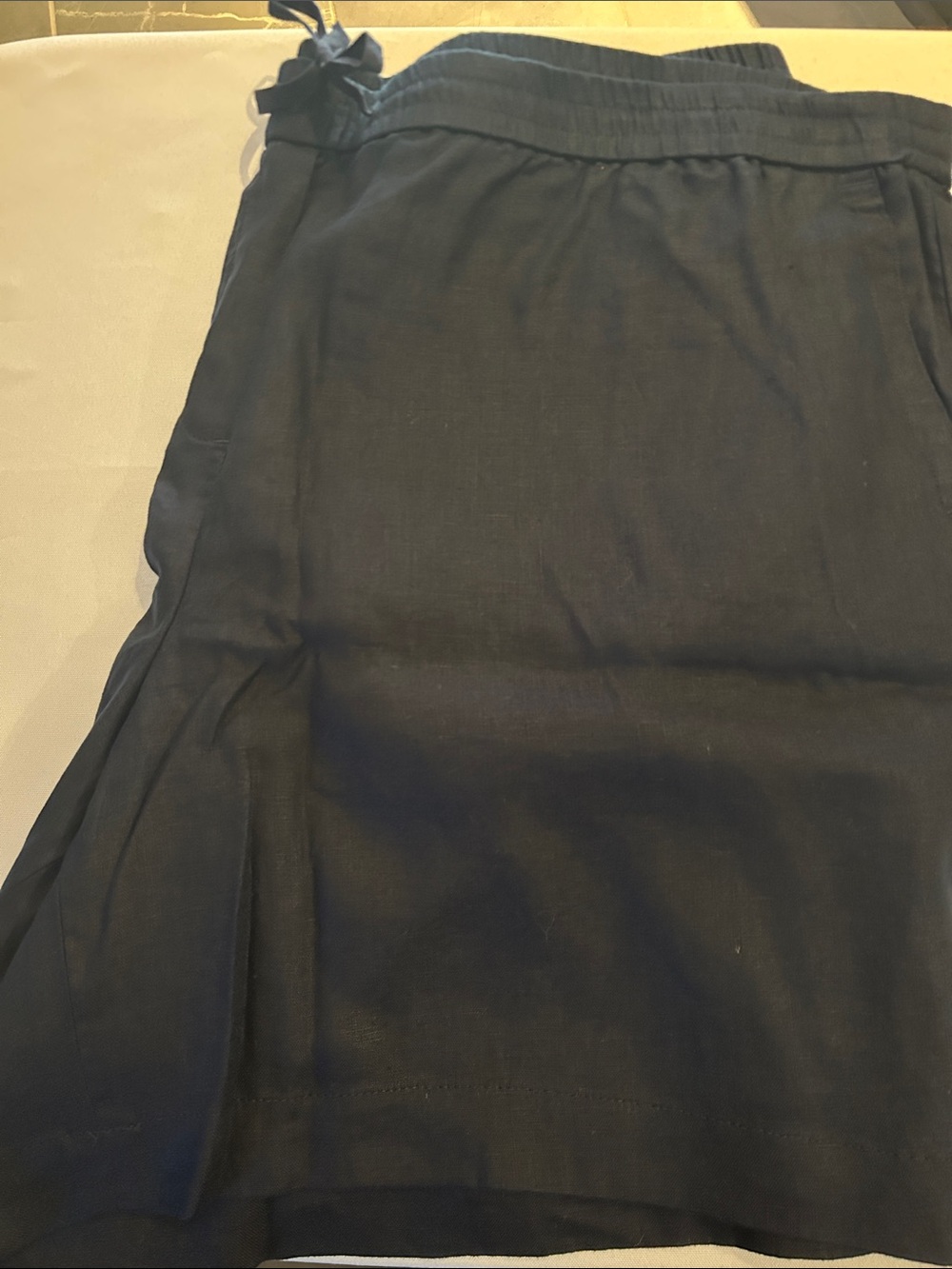 Talbots Navy Linen Pull-On Drawstring Shorts Pockets 3X or XXXL Reg $80 NWT